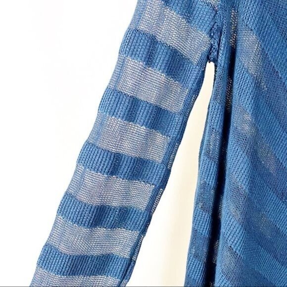 Free People We The Free Faux Wrap Striped Knit Blue Tunic Top - Picture 4 of 7